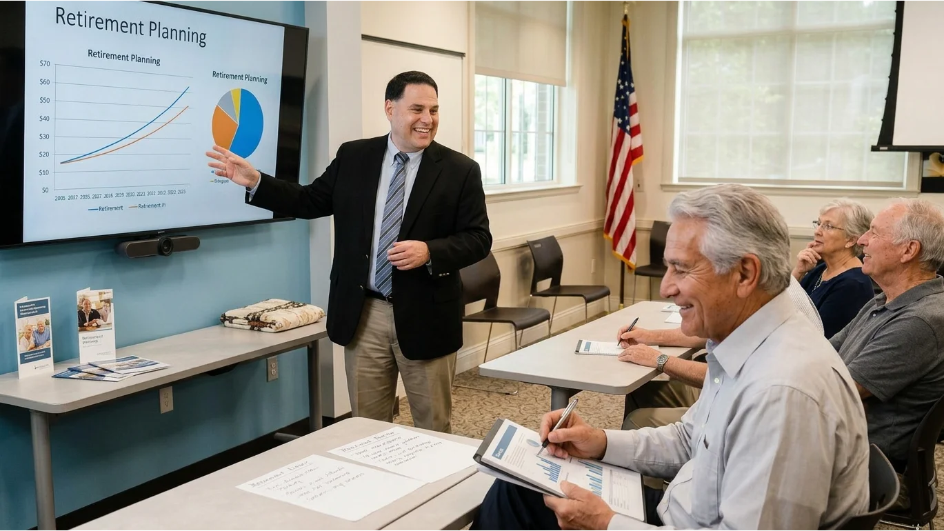 Empathetic retirement planner guiding Florida senior woman step-by-step on Medicare enrollment periods explained in Florida.
