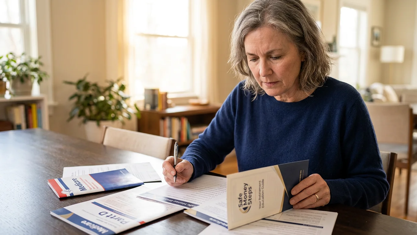 Elderly Florida couple using a laptop to review Medicare Advantage doctor networks and coverage