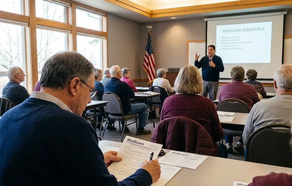 Florida retirees engaged in learning about common retirement pitfalls together at a seminar