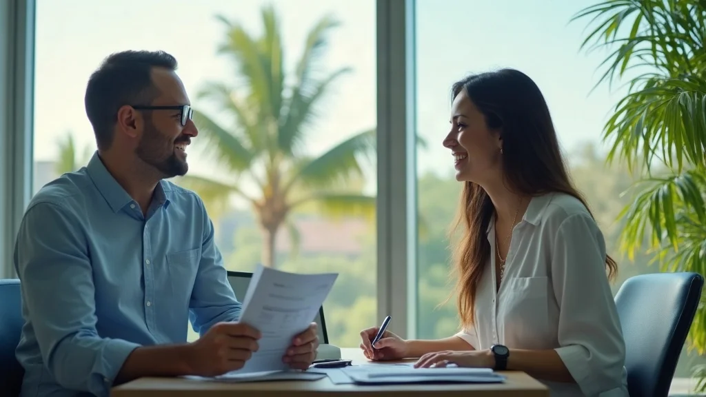 Florida independent retirement planner discussing IRA rollover rules with client in a friendly office with palm trees